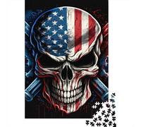 Cabeza de Calavera Estilo Bandera Americana Puzzle de 1000 Piezas Papel Puzzle para Adultos Relajación concentración Regalo Familia decoración 38x26cm/1000pcs