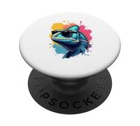 Cabeza de camaleón con Gafas de Sol y Salpicaduras PopSockets PopGrip Adhesivo