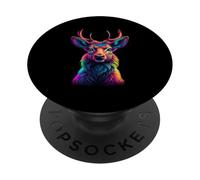 Cabeza de ciervo colorido - Ilustración animal moderna PopSockets PopGrip Adhesivo