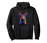 Cabeza de ciervo colorido - Ilustración animal moderna Sudadera con Capucha