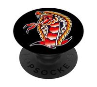 Cabeza de Cobra Rey Serpiente Serpiente Tatuaje Flash PopSockets PopGrip Adhesivo