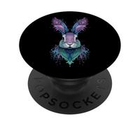 Cabeza de Conejo emplumada Zanahorias Piel mística Pascua PopSockets PopGrip Adhesivo