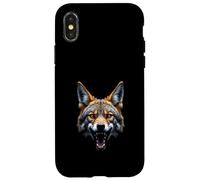 Cabeza de coyote enojado rugiente, arte del desierto de animales salvajes Carcasa para iPhone X/XS