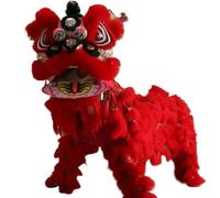 Cabeza de danza del león china hecha a mano, accesorio de danza del dragón de seda for actuación de arte popular del Año Nuevo Lunar(Red)