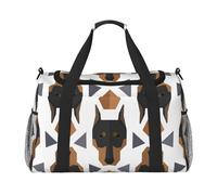 Cabeza de Doberman con patrón Poligonal,Bolsas Deportivas, Bolsos de Viaje Deportivos Cruzados de Mano, Bolsas de Viaje de Gran Capacidad para Mujeres y Hombres.