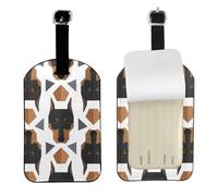 Cabeza de dóberman con patrón poligonal,Etiquetas de equipaje de cuero sintético con nombre, etiquetas de viaje duraderas, 2 unidades