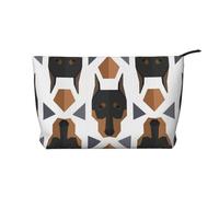 Cabeza de Doberman con patrón Poligonal,Neceser de Pana, Neceser de Maquillaje portátil, Neceser de Viaje