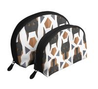 Cabeza de Doberman de patrón Poligonal, Bolsa de Maquillaje de Concha, Monedero pequeño para Mujer, Bolsa de artículos de tocador, Bolsa de cosméticos, 2 Piezas