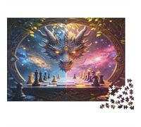 Cabeza de Dragón Fantasía Puzzle de 1000 Piezas Papel para Adultos Tablero de Ajedrez Mágico Juego de Puzzle 1000 Piezas Cielo Nocturno Relajante Regalo 38x26cm/1000pcs