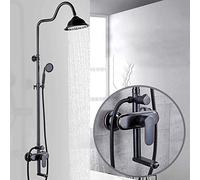 Cabeza de Ducha Negra para el hogar All-Copper Ducha de Agua Europea y Agua fría Juego de Ducha de Lluvia de Tres velocidades Top Booster Spray Spray de Ducha Fija