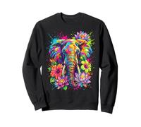 Cabeza de Elefante Colorida Vibrante Splash Art Floral Sudadera