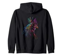Cabeza de Gallo eléctrico Arte Digital Abstracto Sudadera con Capucha