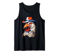 Cabeza de Gallo Estilizada con Sombrero Colorido Camiseta sin Mangas