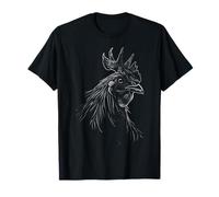 Cabeza de Gallo Orgulloso Esquema de Animales de Granja Camiseta