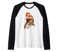 Cabeza de Gallo Realista - Art de Granja Camiseta Manga Raglan