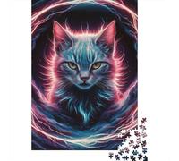 Cabeza de Gato Aura Colorida Puzzle de 1000 Piezas Papel para Adultos Relajación Decoración Familiar 52x38cm/1000pcs