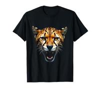 Cabeza de guepardo enojado rugiendo animales salvajes arte de la selva Camiseta