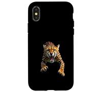 Cabeza de guepardo enojado rugiendo animales salvajes arte de la selva Carcasa para iPhone X/XS