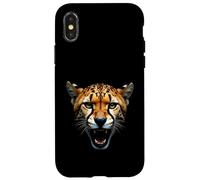Cabeza de guepardo enojado rugiendo animales salvajes arte de la selva Carcasa para iPhone X/XS