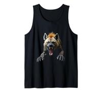 Cabeza de hiena enojada rugiendo animales salvajes safari arte Camiseta sin Mangas