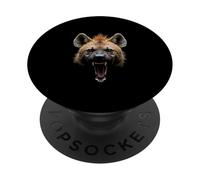 Cabeza de hiena enojada rugiendo animales salvajes safari arte PopSockets PopGrip Adhesivo