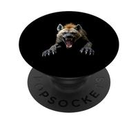 Cabeza de hiena enojada rugiendo animales salvajes safari arte PopSockets PopGrip Adhesivo