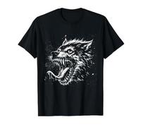 Cabeza de Hombre Lobo Feroz Halloween Vampiro Monstruo Terror Animal Camiseta gráfica económica, Hombre, Negro, L