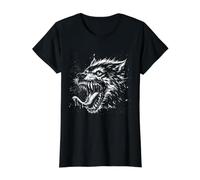 Cabeza de Hombre Lobo Feroz Halloween Vampiro Monstruo Terror Animal Camiseta gráfica económica, Mujer, Negro, S