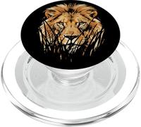 Cabeza de León Caza y Acecho Vintage Safari Retrato Rey PopSockets PopGrip para MagSafe