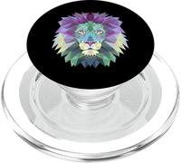 Cabeza de león geométrica Colores Pastel púrpura Turquesa PopSockets PopGrip para MagSafe