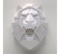 Cabeza de león Modelo de papel 3D Escultura animal León Papercraft DIY Artesanía Papel geométrico Artesanía Origami para decoración de sala de estar (1 PCS)
