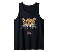Cabeza de leopardo enojado rugiendo animal salvaje arte de la selva Camiseta sin Mangas