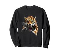 Cabeza de leopardo enojado rugiendo animal salvaje arte de la selva Sudadera