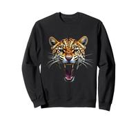 Cabeza de leopardo enojado rugiendo animal salvaje arte de la selva Sudadera