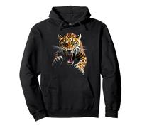 Cabeza de leopardo enojado rugiendo animal salvaje arte de la selva Sudadera con Capucha