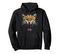 Cabeza de leopardo enojado rugiendo animal salvaje arte de la selva Sudadera con Capucha