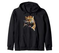 Cabeza de leopardo enojado rugiendo animal salvaje arte de la selva Sudadera con Capucha