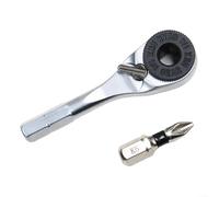 Cabeza de llave de trinquete pequeña con mango hexagonal compacto para espacios reducidos, reparación del hogar con construcción de acero al cromo vanadio acabado plateado (C)