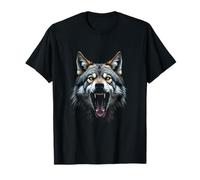 Cabeza de lobo enojado rugiendo animales salvajes arte del bosque Camiseta