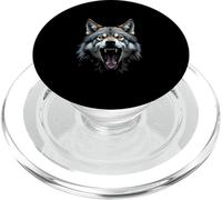 Cabeza de lobo enojado rugiendo animales salvajes arte del bosque PopSockets PopGrip para MagSafe