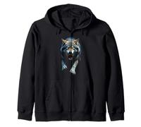 Cabeza de lobo enojado rugiendo animales salvajes arte del bosque Sudadera con Capucha
