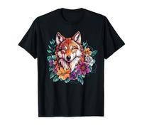 Cabeza de Lobo Floral Boho espíritu místico del Bosque Camiseta