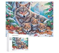 Cabeza de Lobo Primer Plano con Bosque y Salpicaduras de Agua Puzzle 500 Piezas para Parejas Colaboración En Casa Pensamiento Estratégico Regalo para Romance 500 PCS