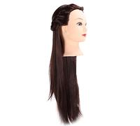 Cabeza de Maniquí Cabello Humano, Cabello Sintético de Alta Temperatura Marrón Oscuro Cabeza de Maniquí de Cabello, Cabeza de Maniquí de Cabello Diseño de Cuero Cabelludo