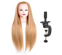 Cabeza de maniquí con cabello, cabeza de peluquería de fibra sintética de simulación 25.6-27.6 pulgadas Cabezales de entrenamiento de peluquería para peluquero, estilista, barbería..