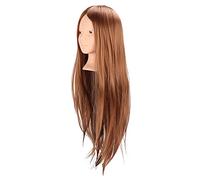 Cabeza de maniquí con Cabello, Entrenamiento de Peinado Manikin Cosmetología Cabeza maniquí Long Cabello Marrón Claro con Soporte para Entrenamiento Cosmetología