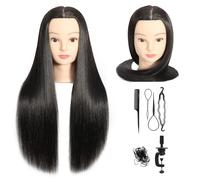 Cabeza de maniquí de 30 % pelo real, cabeza de entrenamiento de cosmetología, cabeza de muñeca de maniquí para peluquería con abrazadera de mesa gratis