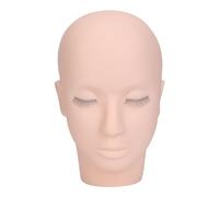 Cabeza de maniquí de pestañas con 3 capas de pestañas, cabeza de entrenamiento de práctica para maquillaje y extensiones de pestañas, cabeza plana de goma de silicona suave al tacto