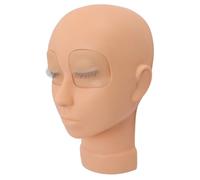 Cabeza de maniquí de silicona para práctica de pestañas, con párpados reemplazables y diseño realista, ideal para entrenamiento profesional de extensiones y lifting, color carne