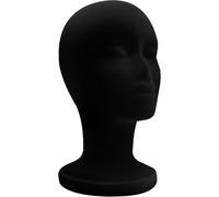 Cabeza de maniquí femenina, cabeza de maniquí de PE flocado, soporte negro con ojal, espuma negra 10.63 para sombrero, peluca, gafas y más..